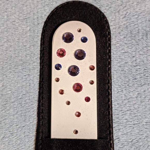 🆕7.5" White Czech Crystal Nail File W/BEAUTIFUL PINK & PURPLE SWARO… - Picture 1 of 6